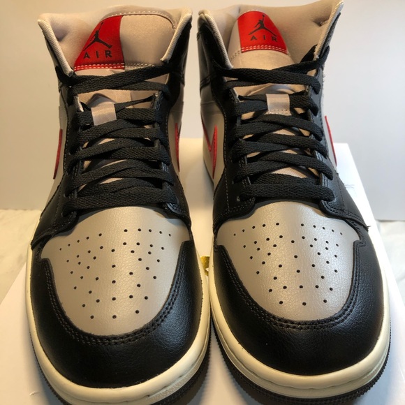 Nike Air Jordan 1 Mid Womens Black Grey Red  Sneakers - 11 US - Picture 7 of 14